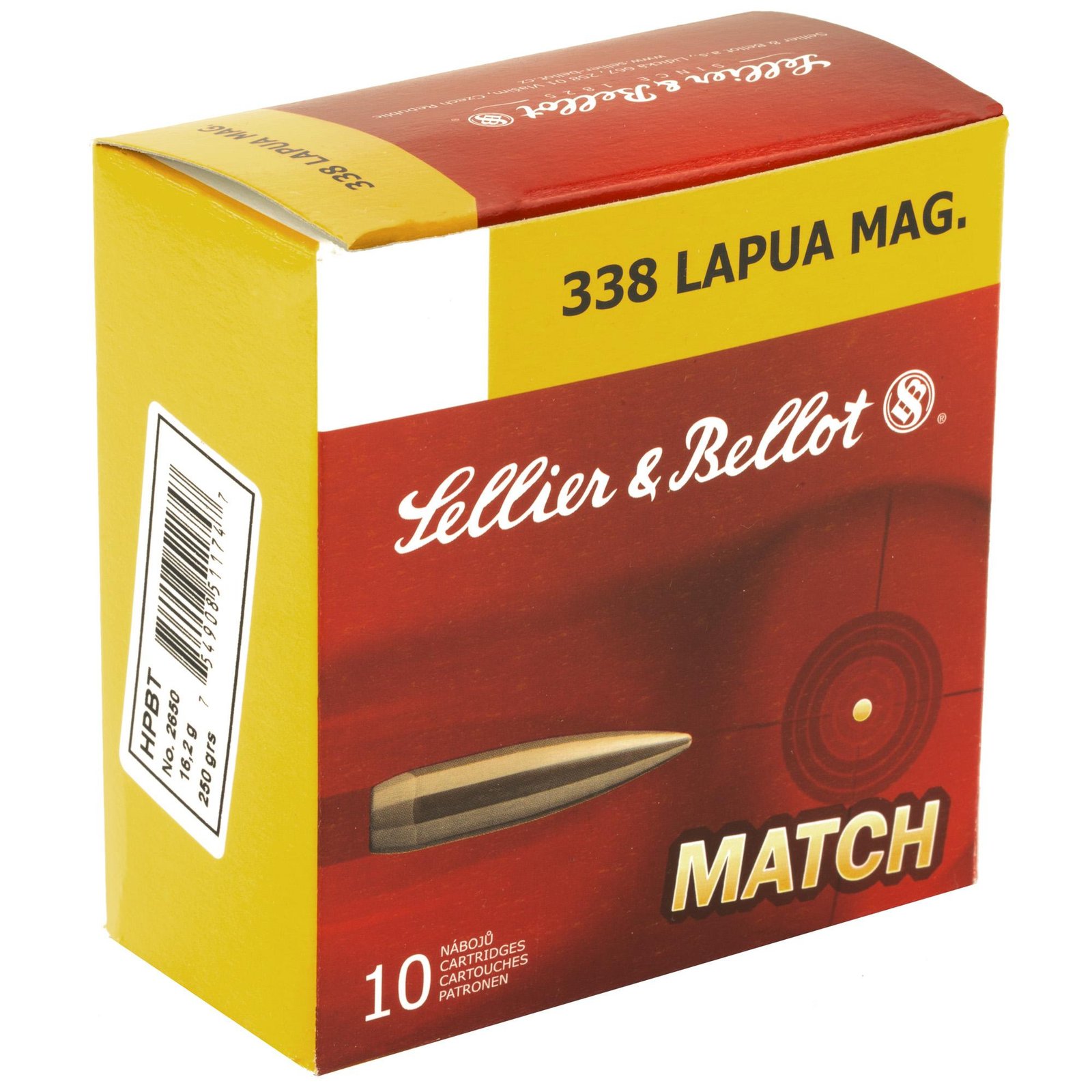 S&B 338LAPUA 250GR SIERRA HPBT 10/BX