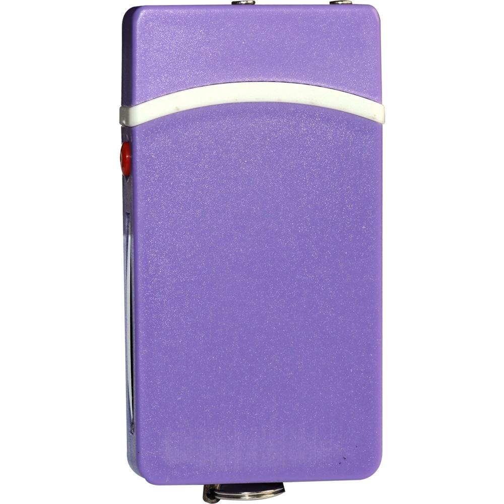Fang Keychain Stun Gun and Flashlight with Battery Meter Purple