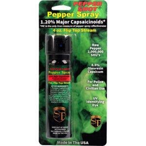Pepper Shot 1.2% MC 4 oz pepper spray stream flip top