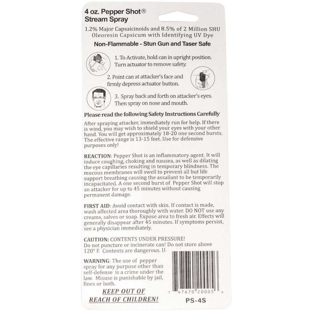 Pepper Shot 1.2% MC 4 oz pepper spray stream