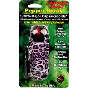 Pepper Shot 1.2% MC 1/2 oz Halo Holster Leopard Black/Purple