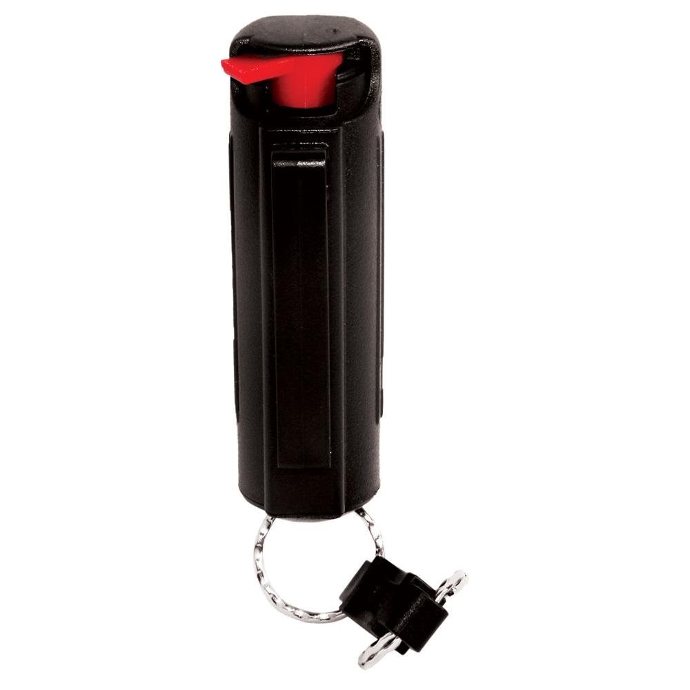 Pepper Shot 1.2% MC 1/2 oz pepper spray hard case belt clip and quick release keychain black