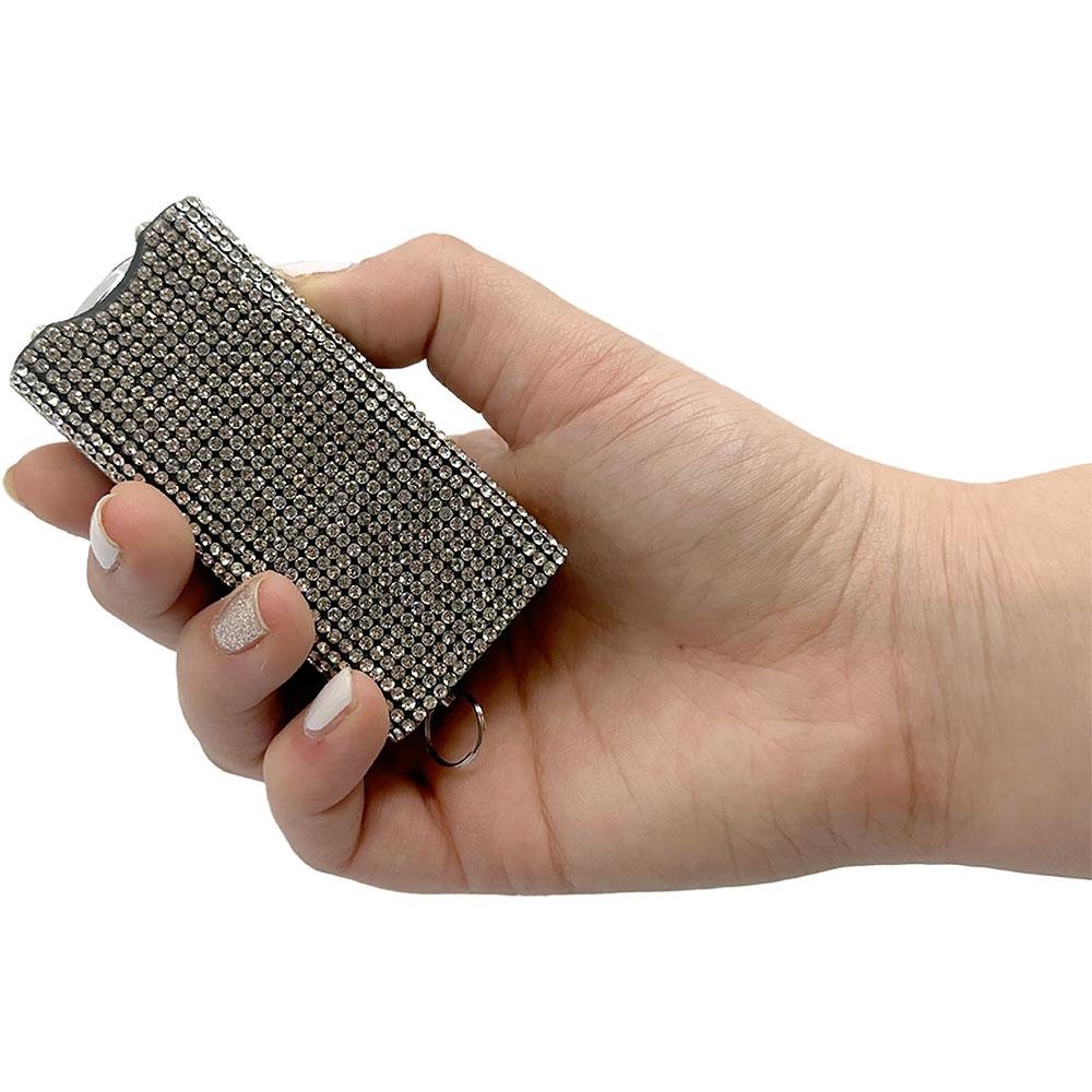 Rhinestun Keychain Stun Gun Silver
