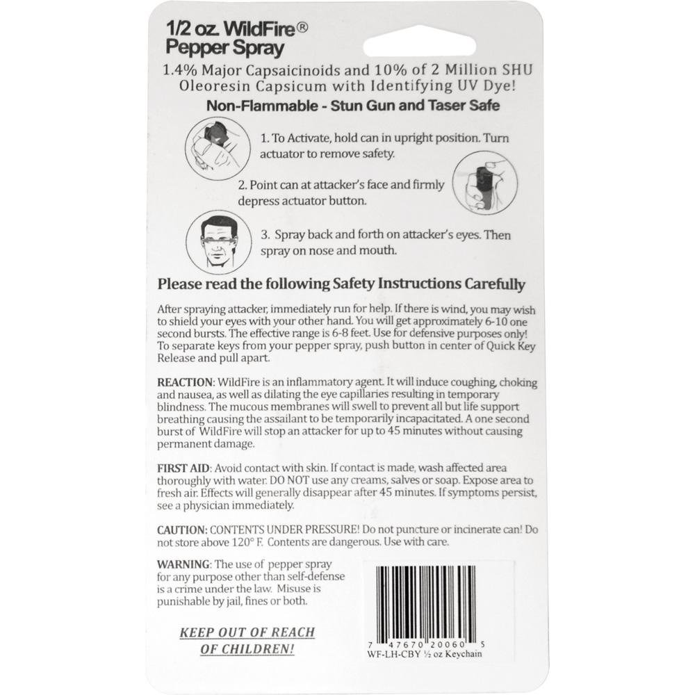 Wildfire 1.4% MC 1/2 oz pepper spray fashion leatherette holster and quick release keychain cheetah black/yellow